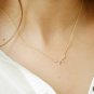 Diamond Bar Necklace Dainty Curved Bar Necklace Solid 14k Gold Wedding Necklace.