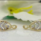 14k Solid Gold Fish Earring Natural Diamond Bridal Wedding Jewelry Gift Earring.