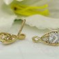 14k Solid Gold Fish Earring Natural Diamond Bridal Wedding Jewelry Gift Earring.