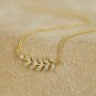 Diamond Pendant Necklace Fern Leaves 14k Solid Gold Workwear Pendant Leaves Gift
