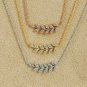 Diamond Pendant Necklace Fern Leaves 14k Solid Gold Workwear Pendant Leaves Gift
