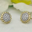 14k Solid Gold Sunflower Stud Earring Natural Diamond Wedding Bridal Earring Set