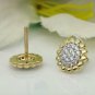 14k Solid Gold Sunflower Stud Earring Natural Diamond Wedding Bridal Earring Set