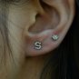 Diamond Initial Earring 14k Solid Gold Initial Personalized Earring Stud Jewelry