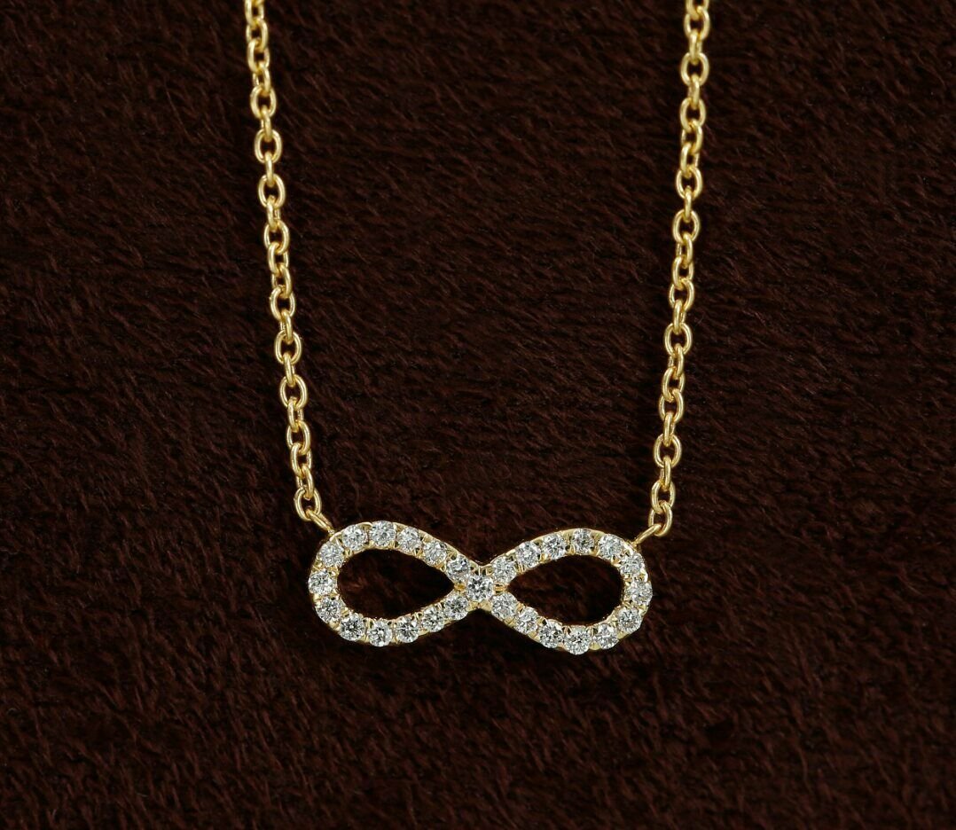 Diamond Infinity Pendant Necklace 14k Solid Gold Infinity Symbol