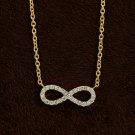 Diamond Infinity Pendant Necklace 14k Solid Gold Infinity Symbol Workwear Luck.