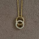 Interlocking Open Circle 14k Solid Gold Diamond Pendant Minimalist Wedding Gift.