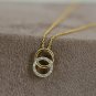 Interlocking Open Circle 14k Solid Gold Diamond Pendant Minimalist Wedding Gift.