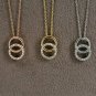 Interlocking Open Circle 14k Solid Gold Diamond Pendant Minimalist Wedding Gift.
