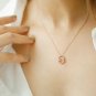 Interlocking Open Circle 14k Solid Gold Diamond Pendant Minimalist Wedding Gift.