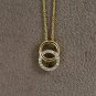 Interlocking Open Circle 14k Solid Gold Diamond Pendant Minimalist Wedding Gift.