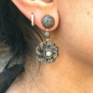 Pave Diamond Flower Drop Earring 14k Gold&925 Silver Diamond Anniversary Gift. Pave Diamond Flower Drop Earring 14k Gold&925 Silver Diamond Anniversary Gift.
