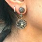 Pave Diamond Flower Drop Earring 14k Gold&925 Silver Diamond Anniversary Gift.