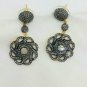 Pave Diamond Flower Drop Earring 14k Gold&925 Silver Diamond Anniversary Gift.