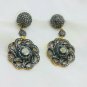 Pave Diamond Flower Drop Earring 14k Gold&925 Silver Diamond Anniversary Gift.