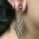 Pave Diamond Modern Earring 14k Gold&925 Silver Diamond Fine Earring. Pave Diamond Modern Earring 14k Gold&925 Silver Diamond Fine Earring.