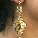 Pave Diamond Filigree Earring 14k Gold&925 Silver Diamond Earring Valentine Gift
