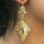 Pave Diamond Filigree Earring 14k Gold&925 Silver Diamond Earring Valentine Gift