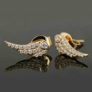 Wing Charm Earrings 14k Solid Gold Diamond Wing Earring Wedding Anniversary Gift