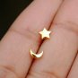 Star Moon 14k Gold Pushback Earrings Moon And Star Stud Zodiac Jewelry Celestial