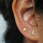 Star Moon 14k Gold Pushback Earrings Moon And Star Stud Zodiac Jewelry Celestial