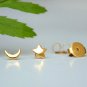 Star Moon 14k Gold Pushback Earrings Moon And Star Stud Zodiac Jewelry Celestial