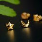 Star Moon 14k Gold Pushback Earrings Moon And Star Stud Zodiac Jewelry Celestial