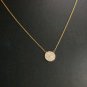 Diamond Disc Necklace 14k Solid Gold Round Disc Women Necklace Birthday Gift.