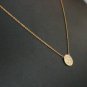 Diamond Disc Necklace 14k Solid Gold Round Disc Women Necklace Birthday Gift.