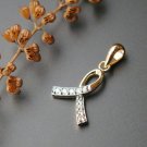 Diamond Awareness Ribbon Charm Pendant 14k Gold Dainty Diamond Ribbon Necklace. Diamond Awareness Ribbon Charm Pendant 14k Gold Dainty Diamond Ribbon Necklace.