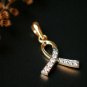Diamond Awareness Ribbon Charm Pendant 14k Gold Dainty Diamond Ribbon Necklace.