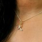 Diamond Awareness Ribbon Charm Pendant 14k Gold Dainty Diamond Ribbon Necklace.
