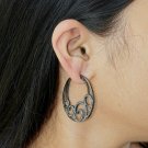 Pave Diamond Hoop Earring 925 Silver Hoop Earrings Wave Design Diamond Earring.