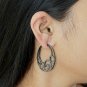 Pave Diamond Hoop Earring 925 Silver Hoop Earrings Wave Design Diamond Earring.
