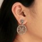 Pave Diamond Round Earring Art Deco 925 Silver Diamond Fashion Earring.