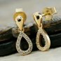 Cluster Pear TearDrop Shape Earrings For Women 14k Solid Gold Diamond Earring.