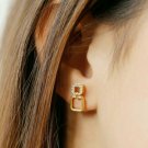 Diamond Earring Studs Solid 14k Gold Square Shape Diamond Studs Geometric Shape.