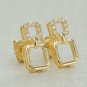 Diamond Earring Studs Solid 14k Gold Square Shape Diamond Studs Geometric Shape.