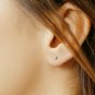 Solitaire Round Diamond Ear Stud 14k Solid Gold Dainty Earring Wedding Jewelry.