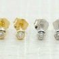 Solitaire Round Diamond Ear Stud 14k Solid Gold Dainty Earring Wedding Jewelry.