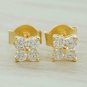 Diamond Studs Earrings Square Cluster Solid 14k Gold Cluster Studs Wedding Gift.
