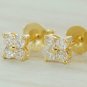 Diamond Studs Earrings Square Cluster Solid 14k Gold Cluster Studs Wedding Gift.