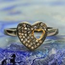 Pave Diamond Ring Heart Shape Fancy Diamond Ring 925 Silver Birthday's Gift. Pave Diamond Ring Heart Shape Fancy Diamond Ring 925 Silver Birthday's Gift.