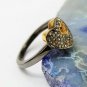 Pave Diamond Ring Heart Shape Fancy Diamond Ring 925 Silver Birthday's Gift.