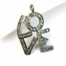 Pave Diamond Love Pendant Charm 925 Silver Diamond Love Jewelry Findings Gift.