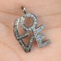 Pave Diamond Love Pendant Charm 925 Silver Diamond Love Jewelry Findings Gift.