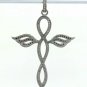 Pave Diamond Cross Necklace 925 Silver Diamond Religious Charm Pendant Gift.