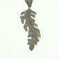 Leaf Pendant Pave Diamond 925 Silver Leaf Necklace Anniversary Diamond Pendant.