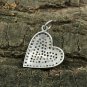 Pave Diamond Heart Charm 925 Silver Diamond Love Pendant Handmade Pendant Gift.