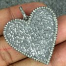 Heart Pendant Pave Diamond 925 Silver Diamond Pendant Necklace Hammered Pendant.